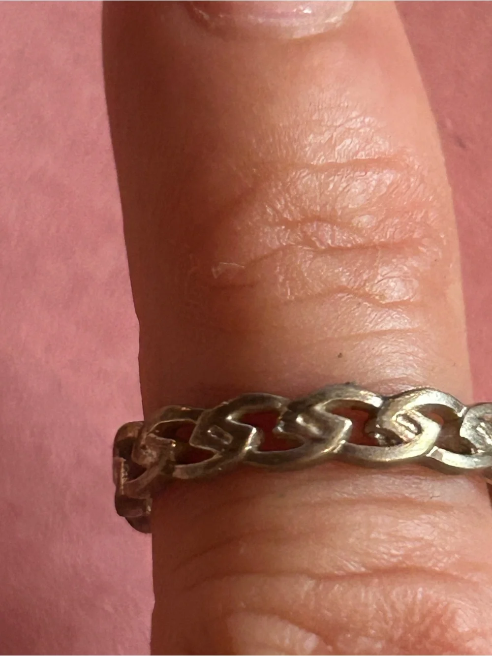 Vintage Sterling Silver Ring Band with Continuous Curb Link Design. Size 6.